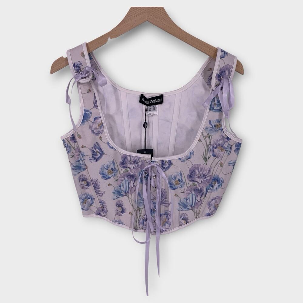 NEW Scarlet Darkness 8 Renaissance Corset Boned Top Floral Bustier Bodice Pirate
